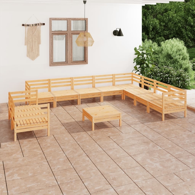 Set Divani da Giardino 11 pz in Legno Massello di Pino