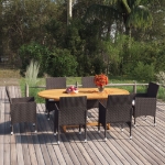 Set Mobili da Pranzo per Giardino 7 pz in Polyrattan Marrone