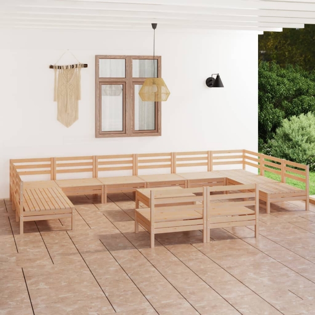 Set Divani da Giardino 13 pz in Legno Massello di Pino