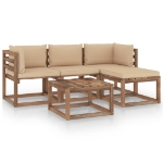 Set Divani da Giardino 5 pz con Cuscini Beige