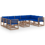 Set Divani da Giardino 10 pz con Cuscini Blu