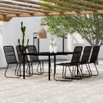 Set da Pranzo per Giardino 7 pz con Cuscini Nero