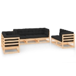 Set Divani da Giardino 7 pz con Cuscini Legno Massello di Pino