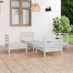 Set Divani da Giardino 5 pz Bianco in Legno Massello di Pino