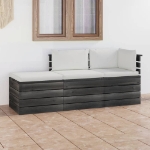 Set Divani da Giardino su Pallet 3 pz con Cuscini Massello Pino