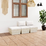 Set Divani da Giardino su Pallet 3 pz con Cuscini Legno Abete