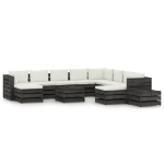 Set Divani da Giardino con Cuscini 12pz Legno Impregnato Grigio