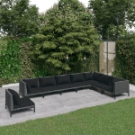 Set Divani Giardino 8 pz con Cuscini in Polyrattan Grigio Scuro