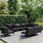 Set Divani Giardino 8 pz con Cuscini in Polyrattan Grigio Scuro