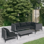 Set Divani Giardino 6 pz con Cuscini in Polyrattan Grigio Scuro