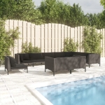 Set Divani da Giardino 10pz con Cuscini Polyrattan Grigio Scuro