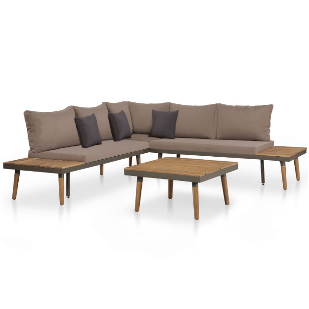 Set Divani da Giardino 4 pz con Cuscini Legno di Acacia Marrone