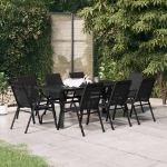 Set Mobili da Pranzo per Giardino 9 pz Nero