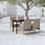 Set da Pranzo da Giardino 5 pz con Cuscini Beige e Nero