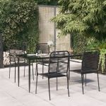 Set da Pranzo da Giardino 5 pz Nero Corda di Cotone e Acciaio