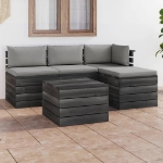 Set Divani da Giardino su Pallet 5 pz con Cuscini Massello Pino