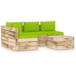 Set Divani da Giardino con Cuscini 5 pz Legno Impregnato Verde