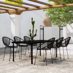 Set da Pranzo per Giardino 7 pz con Cuscini Nero