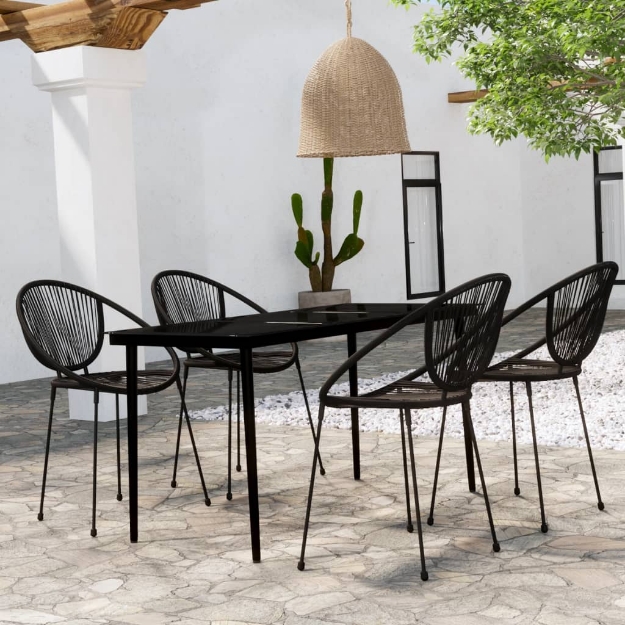 Set Mobili da Pranzo per Giardino 5 pz Nero