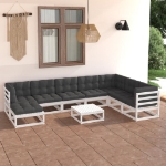 Set Divani da Giardino 9 pz con Cuscini Legno Massello di Pino