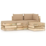 Set Divani da Giardino con Cuscini 4 pz Legno Impregnato Verde