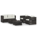 Set Divani da Giardino con Cuscini 6 pz Legno Impregnato Grigio