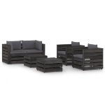 Set Divani da Giardino con Cuscini 6 pz Legno Impregnato Grigio