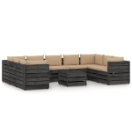 Set Divani da Giardino con Cuscini 10pz Legno Impregnato Grigio