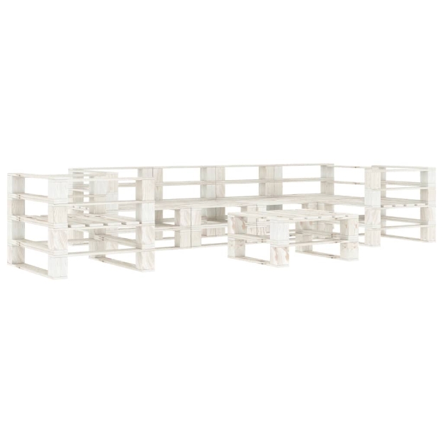 Set Divani da Giardino 7 pz su Pallet in Legno Bianco