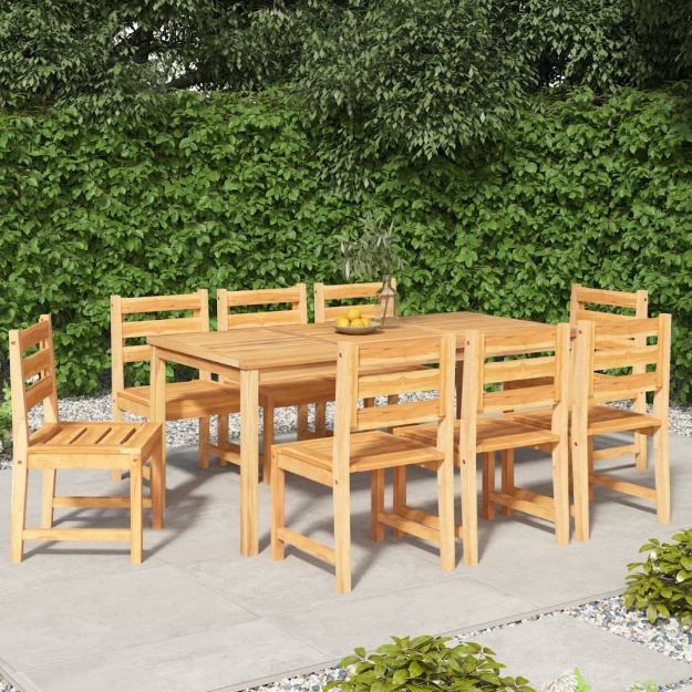 Set da Pranzo per Giardino 9 pz in Legno Massello di Teak