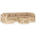 Set Divani da Giardino con Cuscini 7 pz Legno Impregnato Verde