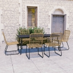 Set da Pranzo da Giardino 7 pz in Polyrattan e Vetro