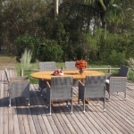 Set Mobili da Pranzo per Giardino 7 pz in Polyrattan Grigio