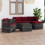 Set Divani da Giardino su Pallet 6 pz con Cuscini Massello Pino