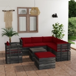 Set Divani da Giardino su Pallet 8 pz con Cuscini Massello Pino