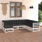 Set Divani da Giardino 7 pz con Cuscini Legno Massello di Pino