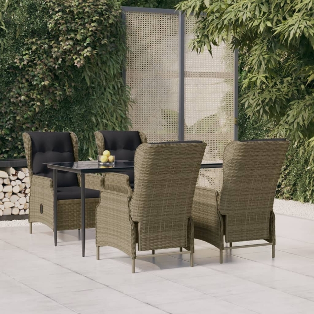 Set da Pranzo da Giardino 5 pz Marrone in Polyrattan