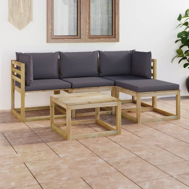 Set Divani da Giardino 5 pz con Cuscini Antracite