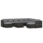 Set Divani da Giardino con Cuscini 11pz Legno Impregnato Grigio