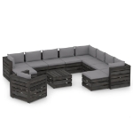 Set Divani da Giardino con Cuscini 12pz Legno Impregnato Grigio