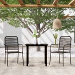 Set Mobili da Pranzo per Giardino 3 pz Nero