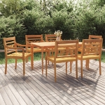 Set da Pranzo da Giardino 7 pz in Legno Massello di Teak