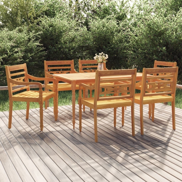 Set da Pranzo da Giardino 7 pz in Legno Massello di Teak