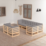 Set Divani da Giardino 7 pz con Cuscini Legno Massello di Pino