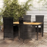 Set Mobili da Giardino 5 pz con Cuscini in Polyrattan Nero