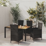 Set Mobili da Giardino 5 pz con Cuscini in Polyrattan Nero