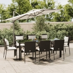 Set Salotto da Giardino con Cuscini 9pz Nero in Polyrattan