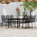 Set Mobili da Pranzo per Giardino 7 pz Nero