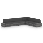 Set Divani da Giardino 6 pz con Cuscini in Polyrattan Grigio