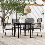 Set Mobili da Pranzo per Giardino 5 pz Nero